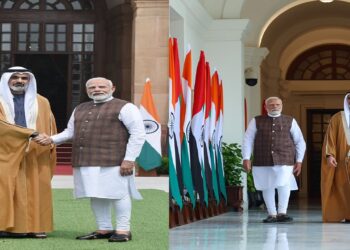 crown-prince-of-abu-dhabi-sheikh-khalid-bin-mohammed-bin-zayed-al-nahyan-arrived-in-india-met-pm-narendra-modi