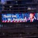 A banner with a picture of US President Donald Trump and the message 'Thank you, Mr President' was placed on a highway in Tel Aviv