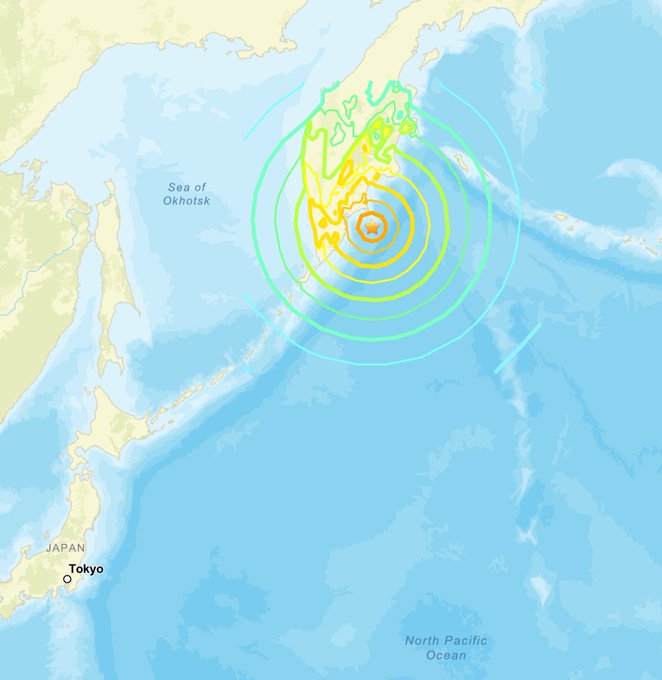 8.8 earthquake in Russia and tsunami in Japan.