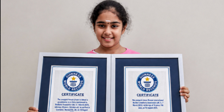 सबसे कम उम्र की महिला ग्रैंडमास्टर बोधना सिवानंदन को गिनीज वर्ल्ड रिकॉर्ड्स ने दी मान्यता - Panchayati Times